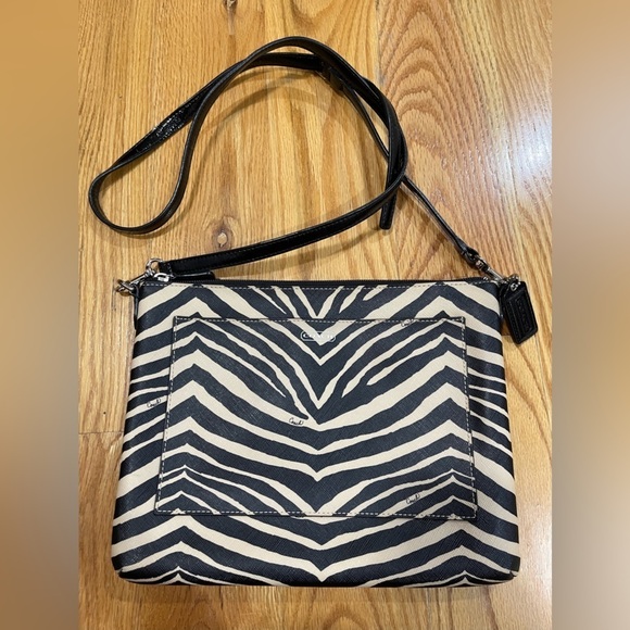Like New Coach Zebra Print Leather Crossbody Bag - Picture 1 of 9